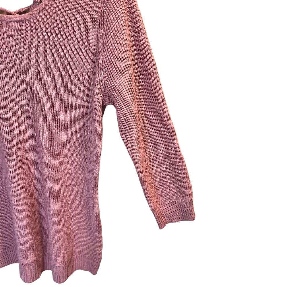 Soho New York & Company Lace Up Back Sweater 3/4 Sleeve Sz S Light Pink - Picture 7 of 12